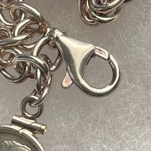 Silver dime coin charm bracelet - Picture 4 of 5